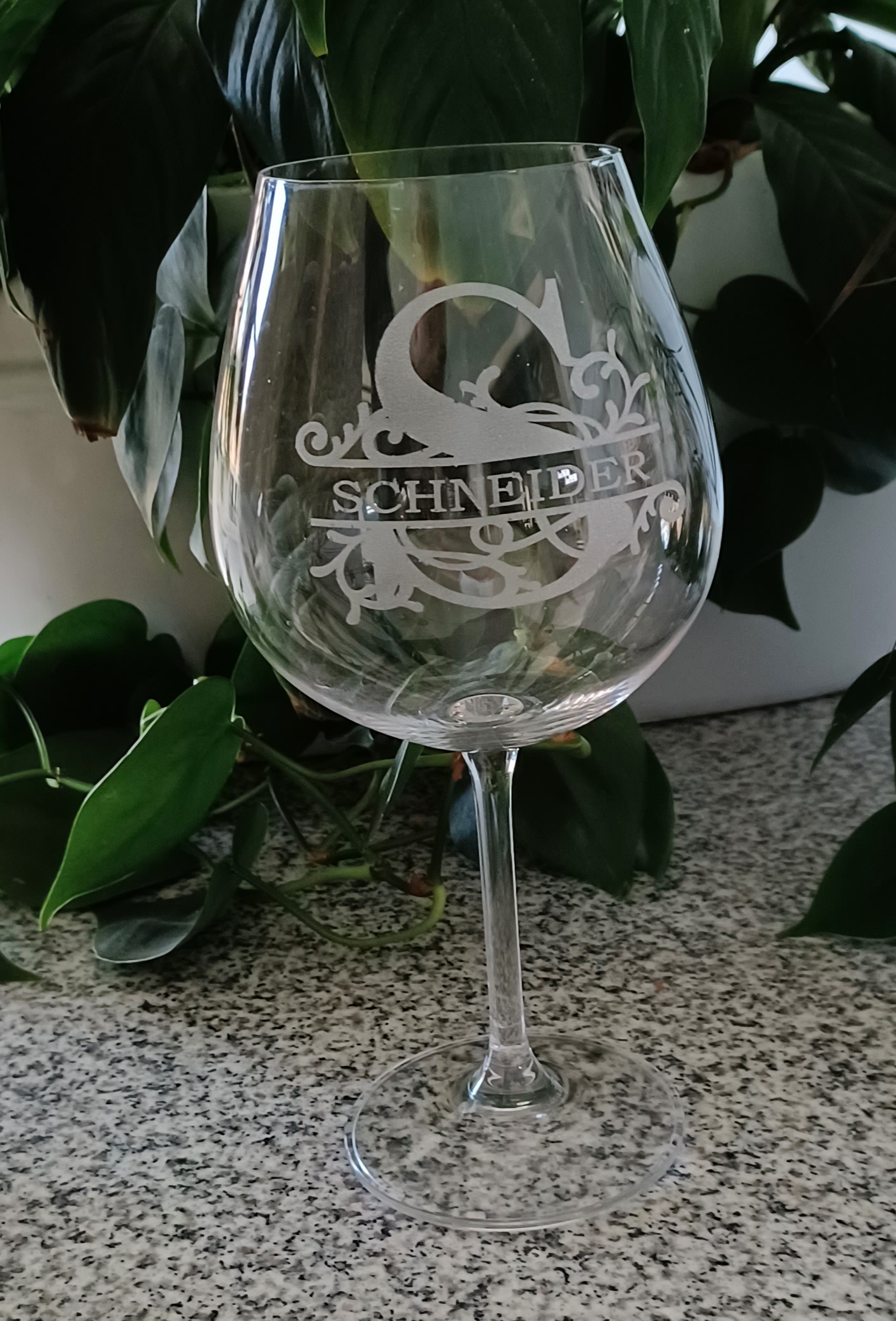 Etched Wine Glass